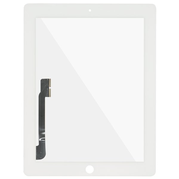 Touch Screen Per Apple Ipad3 Ipad 4 Bianco Con Biadesivo (No Tasto Home)
