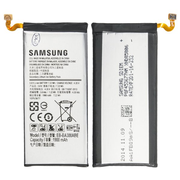 Batteria Per Samsung Galaxy A3 Sm-A300Fu Li-Polymer 3,8V 1900Mah 7,2Wh