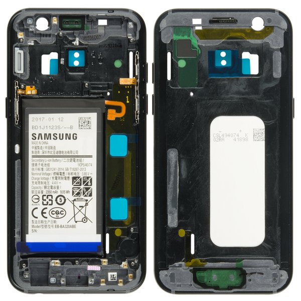 Cover Centrale + Batteria Per Samsung Galaxy A3 A320F 2017 - Nero