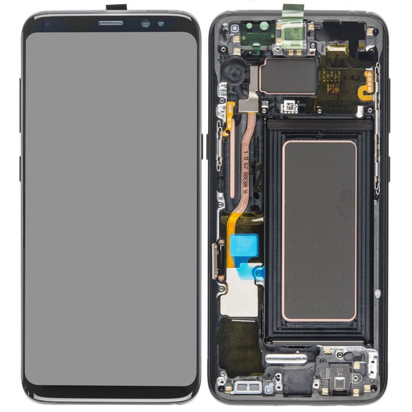 Display Lcd Schermo Con Cornice Per Samsung Galaxy S8 Nero G950F Gh97-20457A Gh97-20473A