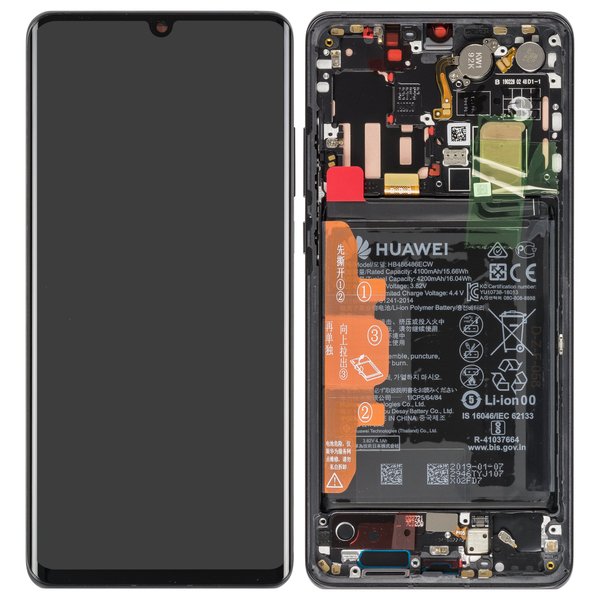 Lcd + Touch + Frame + Batteria Per Vog-L29, Vog-L09, Vog-L04 Huawei P30 Pro - Nero