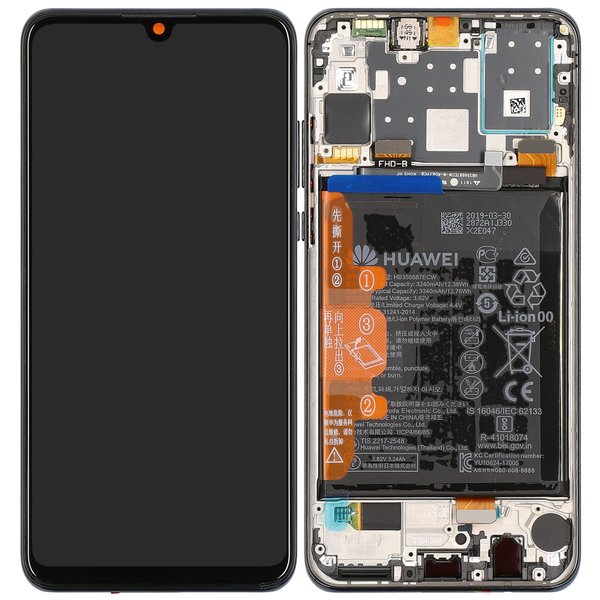 Lcd + Touch + Frame + Batteria Per Mar-L01A, Mar-L21A, Mar-Lx1A Huawei P30 Lite - 02352Rpw - Nero