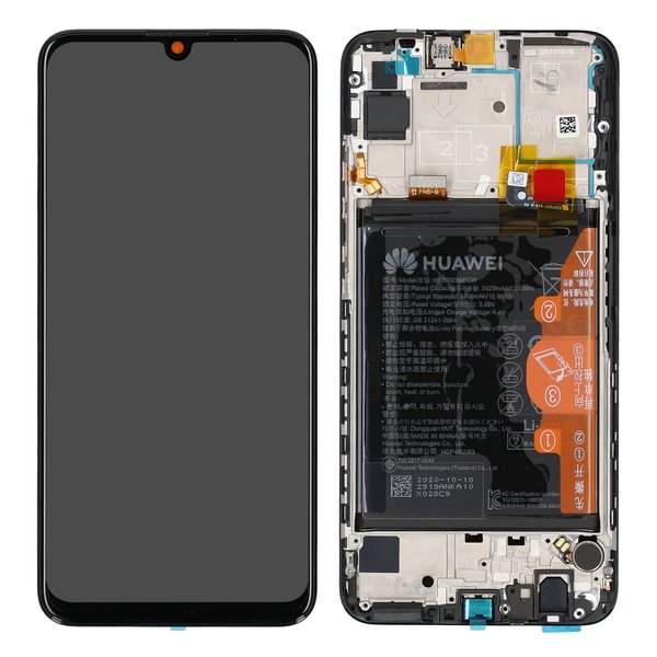 Lcd + Touch + Frame + Batteria Per Huawei P Smart (2020) - Nero Midnight Black