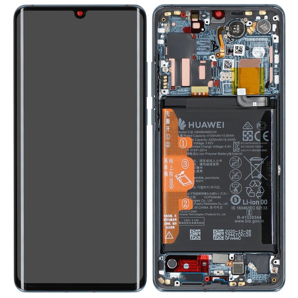 Lcd + Touch + Frame Per Vog-L29, Vog-L09, Vog-L04 Huawei P30 Pro - Mystic Blue Originale