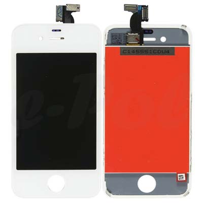 Display Lcd + Touch Screen Per Apple Iphone 4 Bianco Con Retina E Supporto Fotocamera Installati