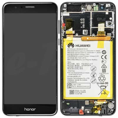 Lcd + Touch + Frame + Batteria Per Frd-L19 Huawei Honor 8 Dual - Nero