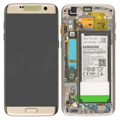 Lcd + Touch + Frame + Batteria Per G935F Samsung Galaxy S7 Edge - Gold