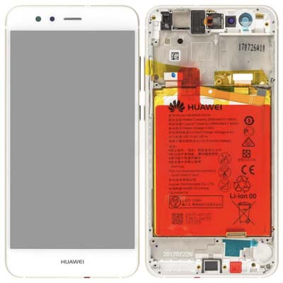 Lcd + Touch + Frame + Batteria Per Huawei P10 Lite - Perla Bianco