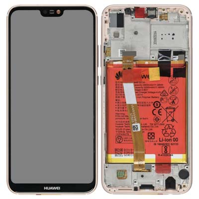 Lcd + Touch + Frame + Batteria Per (Ane-L21) Huawei P20 Lite Dual - Sakura Pink 02351Vuw 02351Xub 02352Ccl