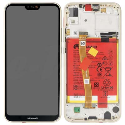 Lcd + Touch + Cornice + Batteria Per (Ane-L21) Huawei P20 Lite Dual - Oro