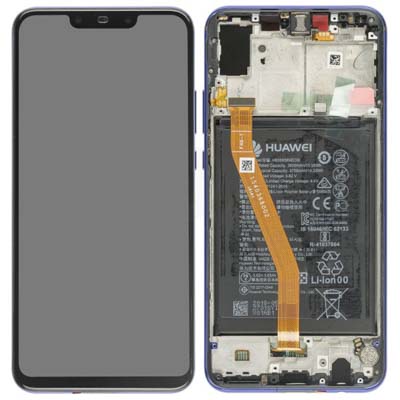 Lcd + Touch + Frame + Batteria Per (Par-Lx1, Par-Lx9) Huawei Nova 3 - Iris Purple