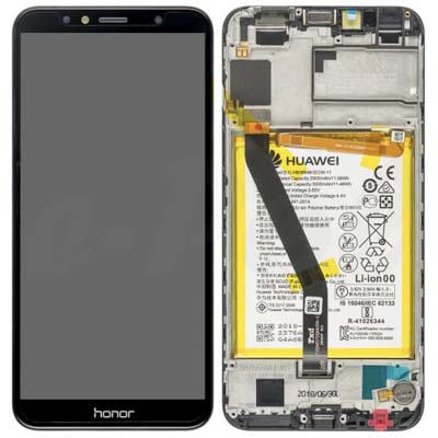 Lcd + Touch + Frame + Batteria Per (Aum-Tl00), (Tl20) Honor 7A - Nero