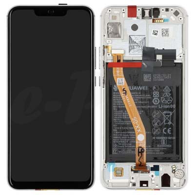 Display Lcd + Touch + Frame + Batteria Per (Ine-Lx1) Huawei P Smart + - Pearl White