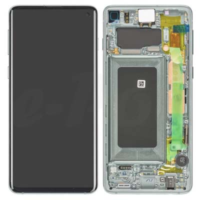 Display Lcd Schermo Con Cornice Per Samsung Galaxy S10 Verde Prism Green G973F Gh82-18850E Gh82-18835E