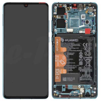LCD + Touch + Frame + Batteria per ELE-L29, ELE-L09 Huawei P30 02352NLN 02354HRH - blu
