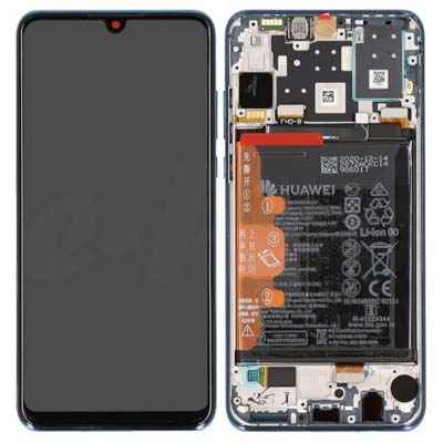 Lcd + Touch + Frame + Batteria Per Mar-Lx1Bx Huawei P30 Lite New Edition - Blue