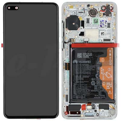 Lcd + Touch + Frame + Batteria Per Ana-Lnx9, Ana-Lx4 Huawei P40 - Ice Bianco