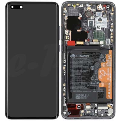 Lcd + Touch + Frame + Batteria Per Els-Nx9, Els-N04 Huawei P40 Pro - Nero