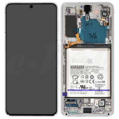 Lcd + Touch + Frame + Batteria Per G991B Samsung Galaxy S21 5G - Bianco Phantom White