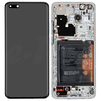 Lcd + Touch + Frame + Batteria Per Huawei P40 Pro + - Ceramica Bianca