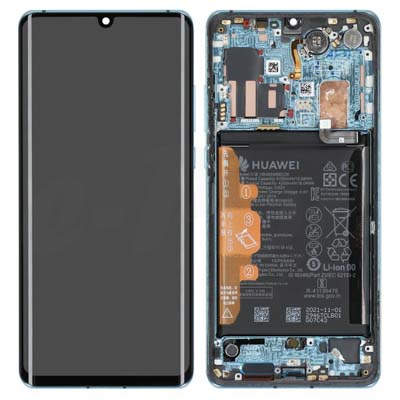 Lcd + Touch + Frame + Batteria Per Vog-L29, Vog-L09, Vog-L04 Huawei P30 Pro - Aurora Blue