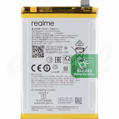 Batteria 5000 mAh per Realme 9 5G 2022 RMX3388 / 9i 4G RMX3491 2022 / 9 Pro 5G 2022 RMX3471 BLP911 4200013 Service Pack Originale