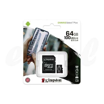 Kingston Sdcs2/64G 64Gb Micsdxc Canvas Select Plus 100R A1 C10 Card Con Adattatore Sd
