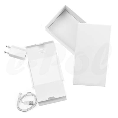 Box Scatola Universale Sottile Bianca Per Smartphone Con Alimentatore + Cavo Usb Lightning